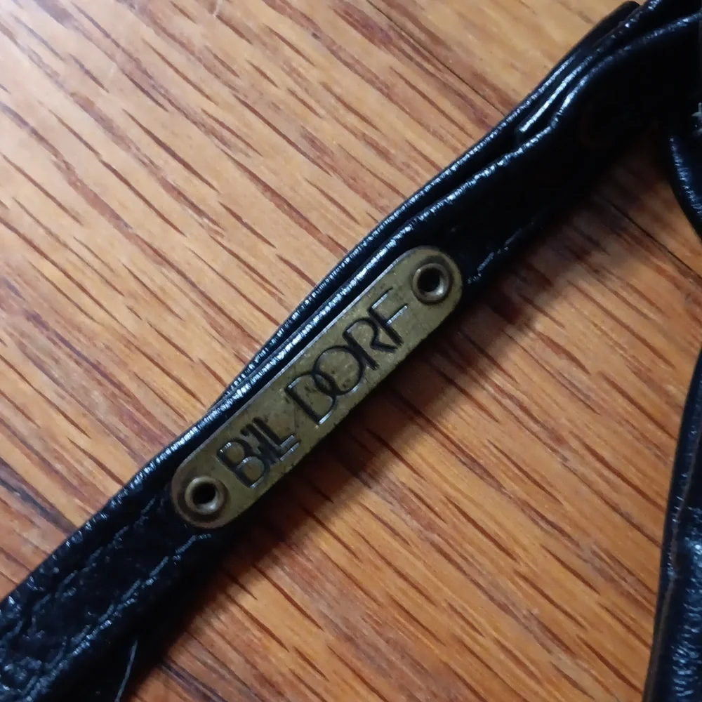 Bill Dorf Vintage Black Leather Clutch with Wristlet Strap